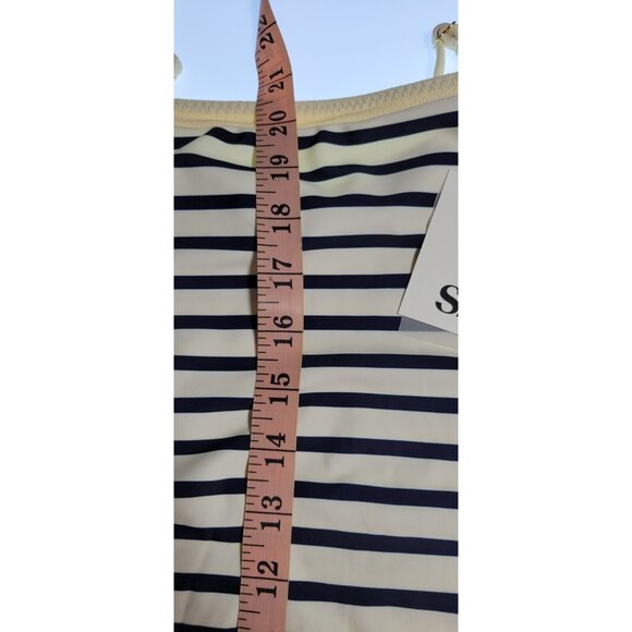 SAME Los Angeles Swim Womens One Piece ColorBlock Stripped Navy Blue Large - Picture 10 of 13